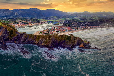 Sunset view of the city of Ribadesella.Asturias, Spain., a Nature Photo by CreativePhotoSpain