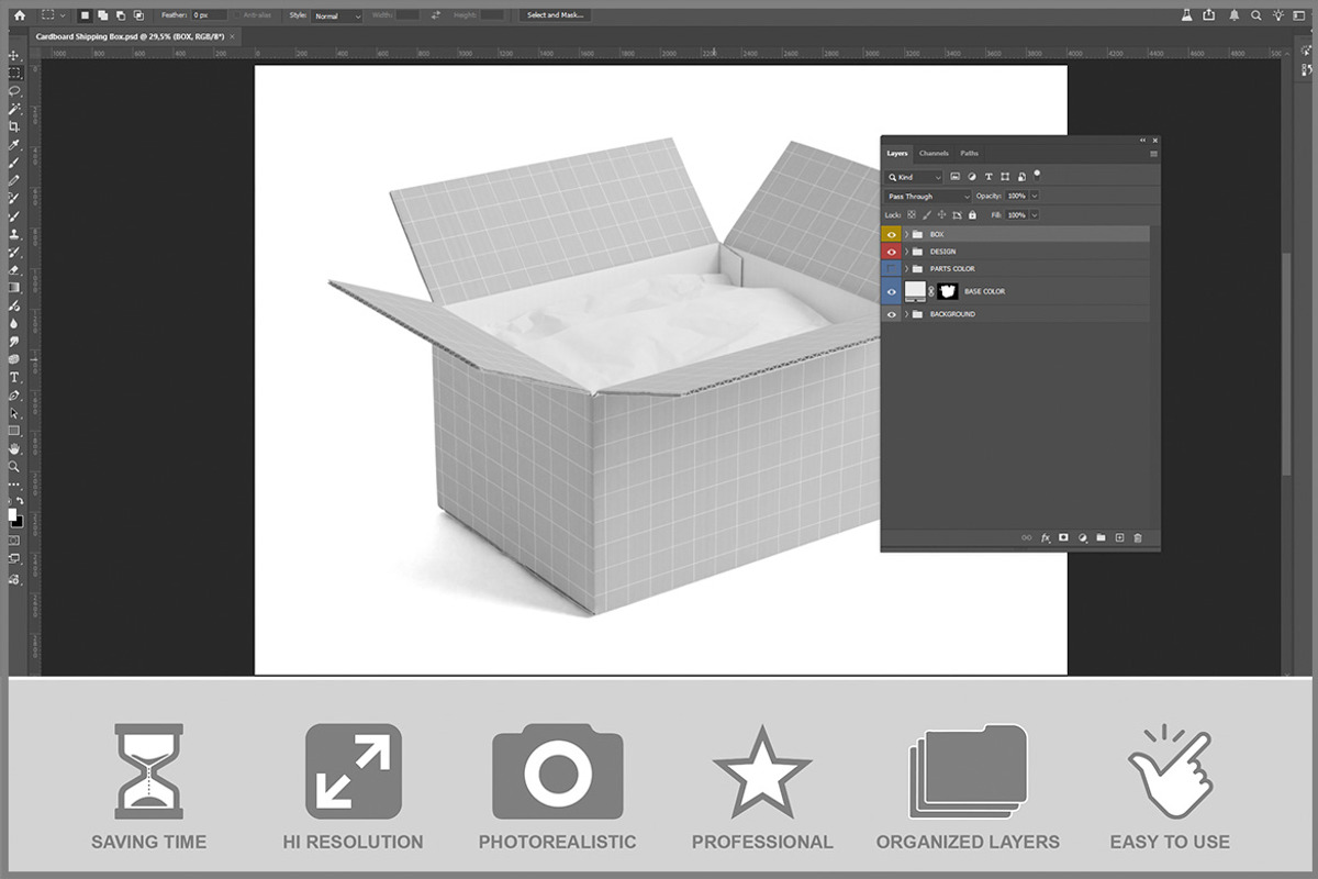 Cardboard Shipping Box PSD, a Packaging Mockup by Bruno's Shop (Photo 2 of 3)