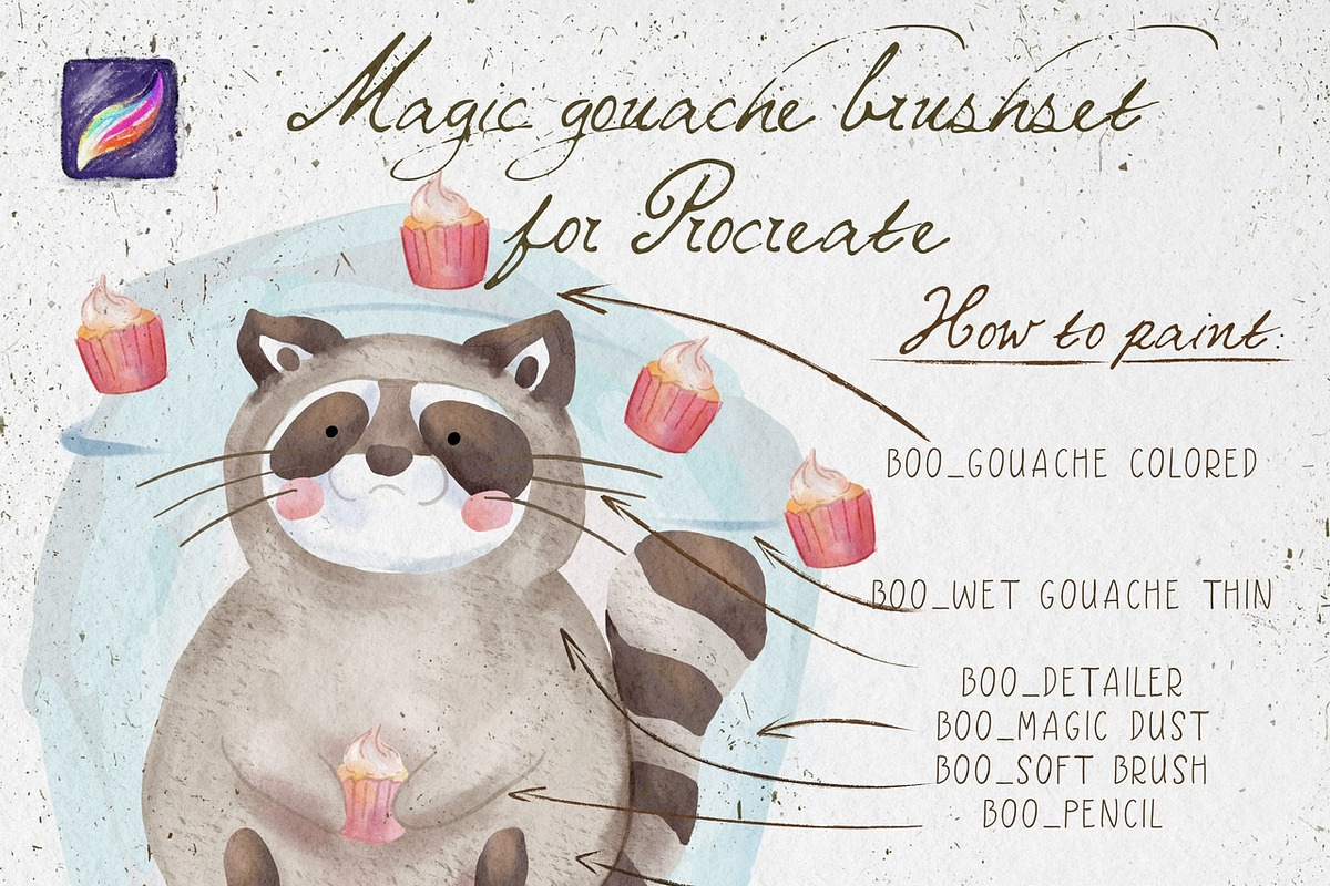 Magic Gouache Brushes for Procreate, a Brush Add-On by BooStudio (Photo 3 of 9)