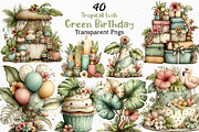 Tropical Lush Green Birthday Clipart, an Illustration by Craft Nest (Thumbnail 1 of 12)