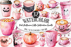 Pink Halloween Coffee Sublimation, an Illustration by Designking