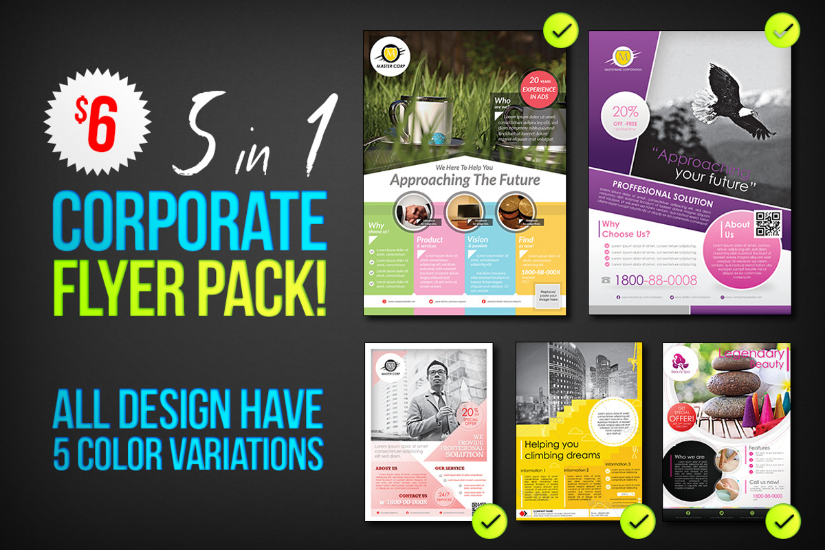 Corporate Flyers Psd Template 5 in 1, a Flyer Template by SCworkspace (Photo 1 of 2)