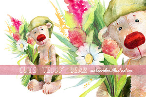Watercolor teddy bear plush toy