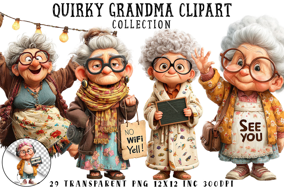 Quirky Grandma Clipart, an Illustration by OK Design (Photo 1 of 6)