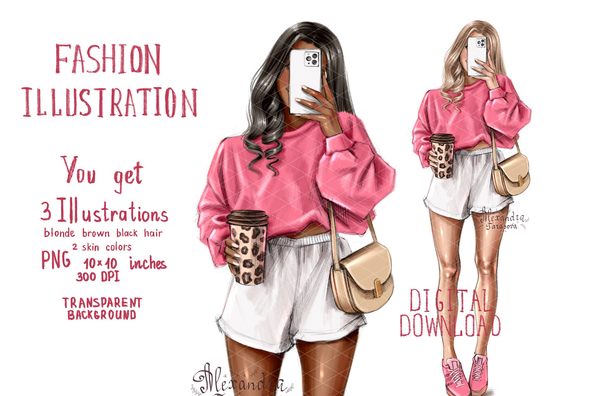 Fashion Girl Pink Sweater, a Person Illustration by BigArtLab (Photo 1 of 4)
