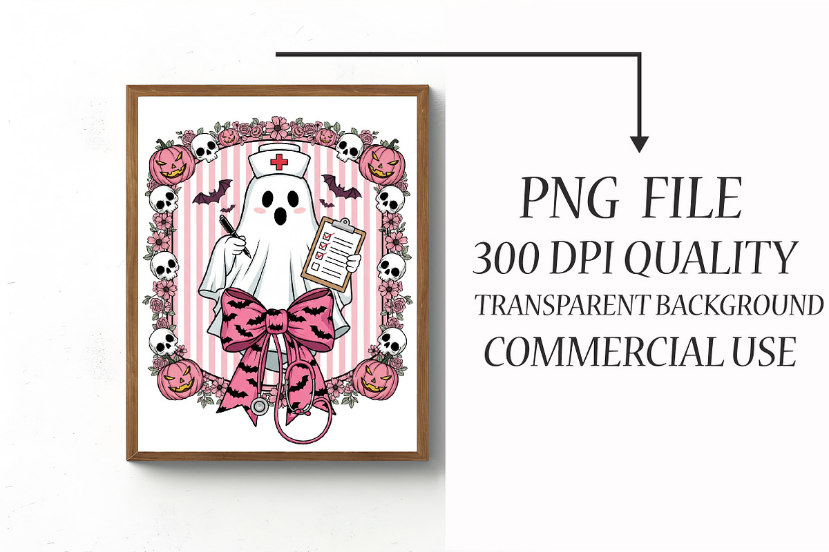 Nurse Halloween Coquette Cute Ghost, an Illustration by Libby Wishes (Photo 3 of 6)