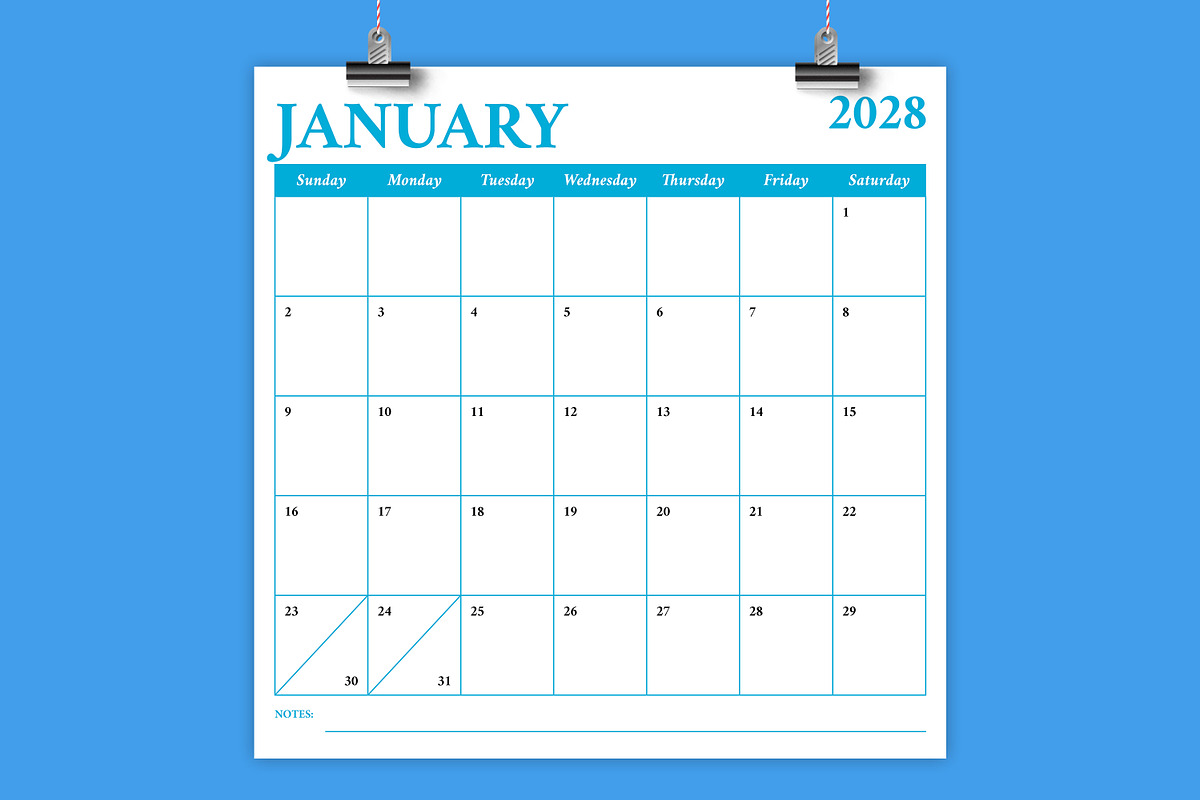 2028 12x12 COLOR Calendar Template, a Stationery Template by Running With Foxes (Photo 1 of 6)