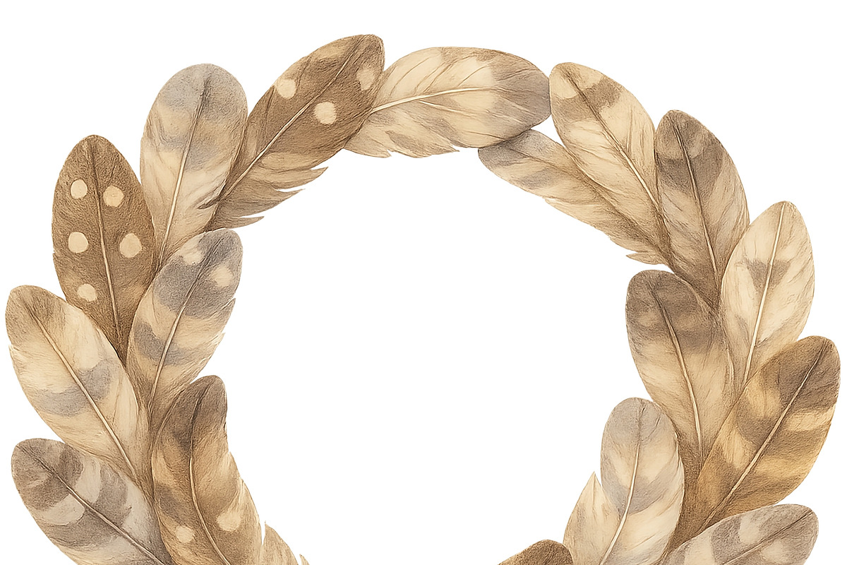 Feather wreath isolated on transpare, an Illustration by Dvoevnore photos