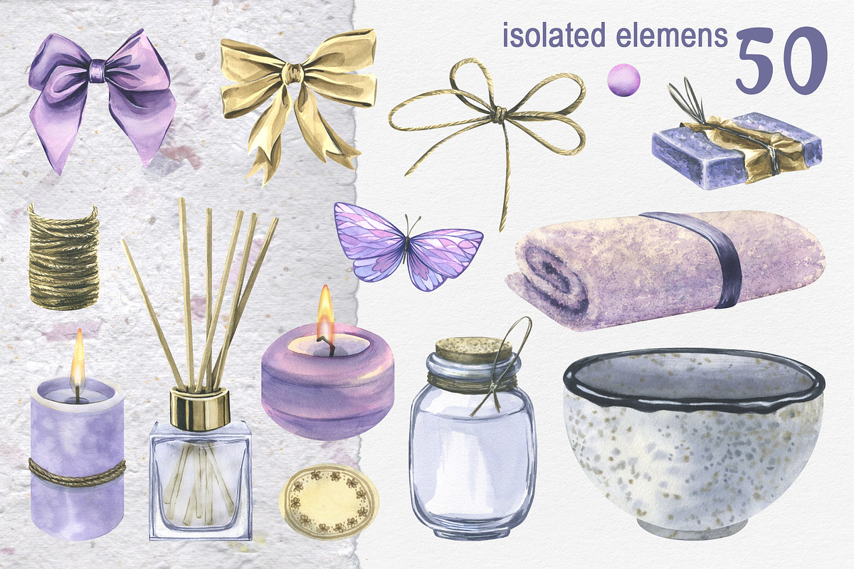 Lavender Spa Watercolor Set, an Illustration by NATASHA CHU (Photo 2 of 19)