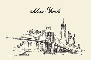 Manhattan bridge, New York city, an Illustration by TheMountBirdStudio