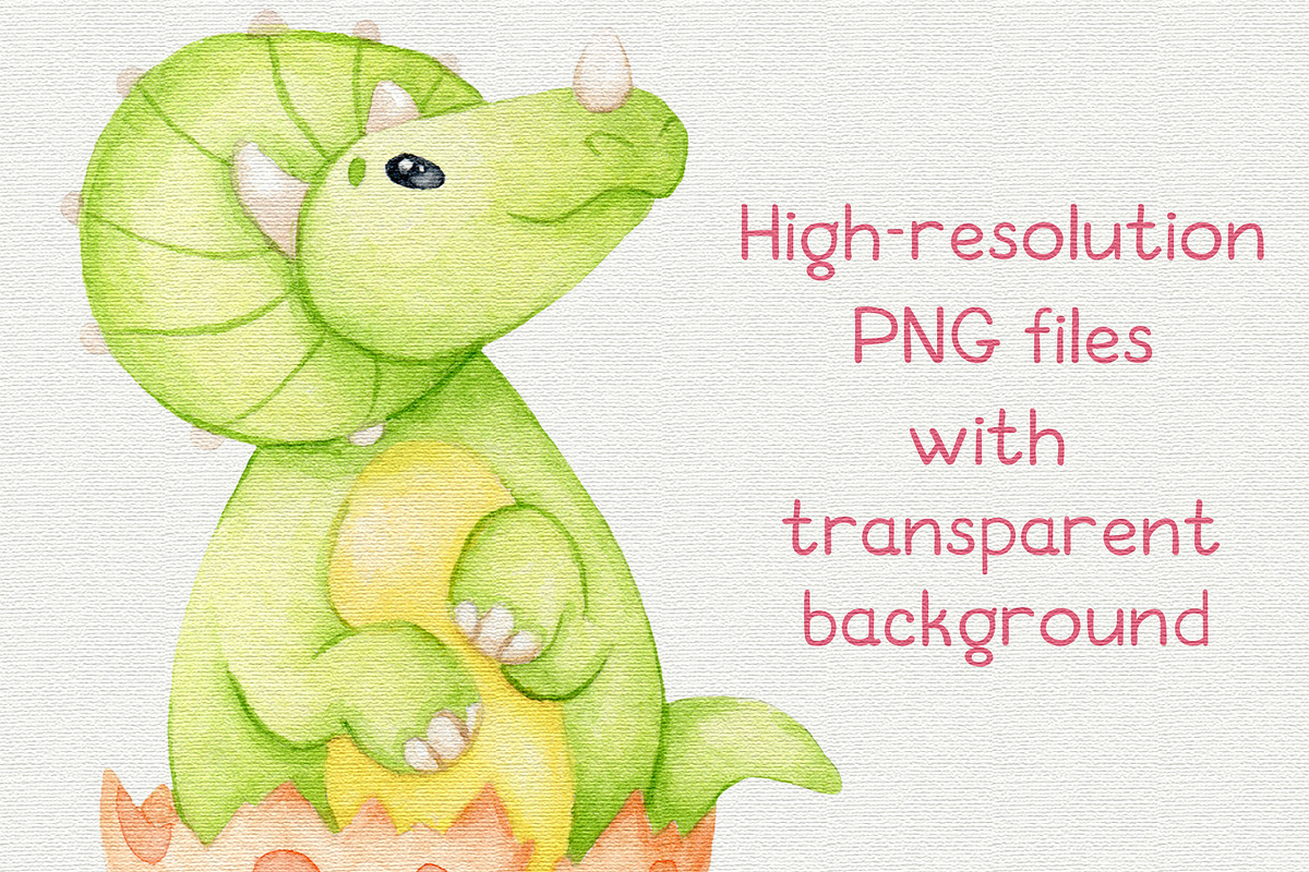 Baby dinosaurs watercolor clipart, an Object Graphic by Trinibis (Photo 4 of 6)
