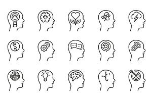 Mental Health Line Icon Set, an Object Illustration by Gentle Studio