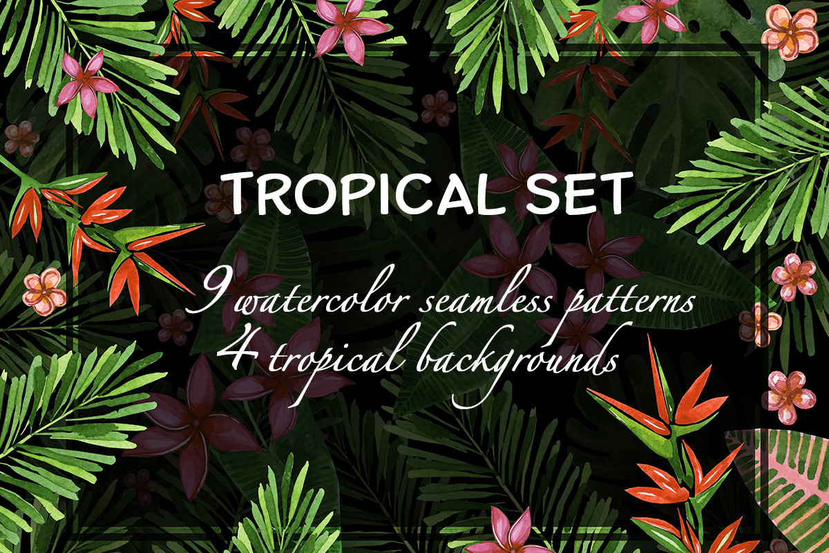Tropical watercolor patterns., a Pattern Graphic by Mehendra Art (Photo 1 of 5)