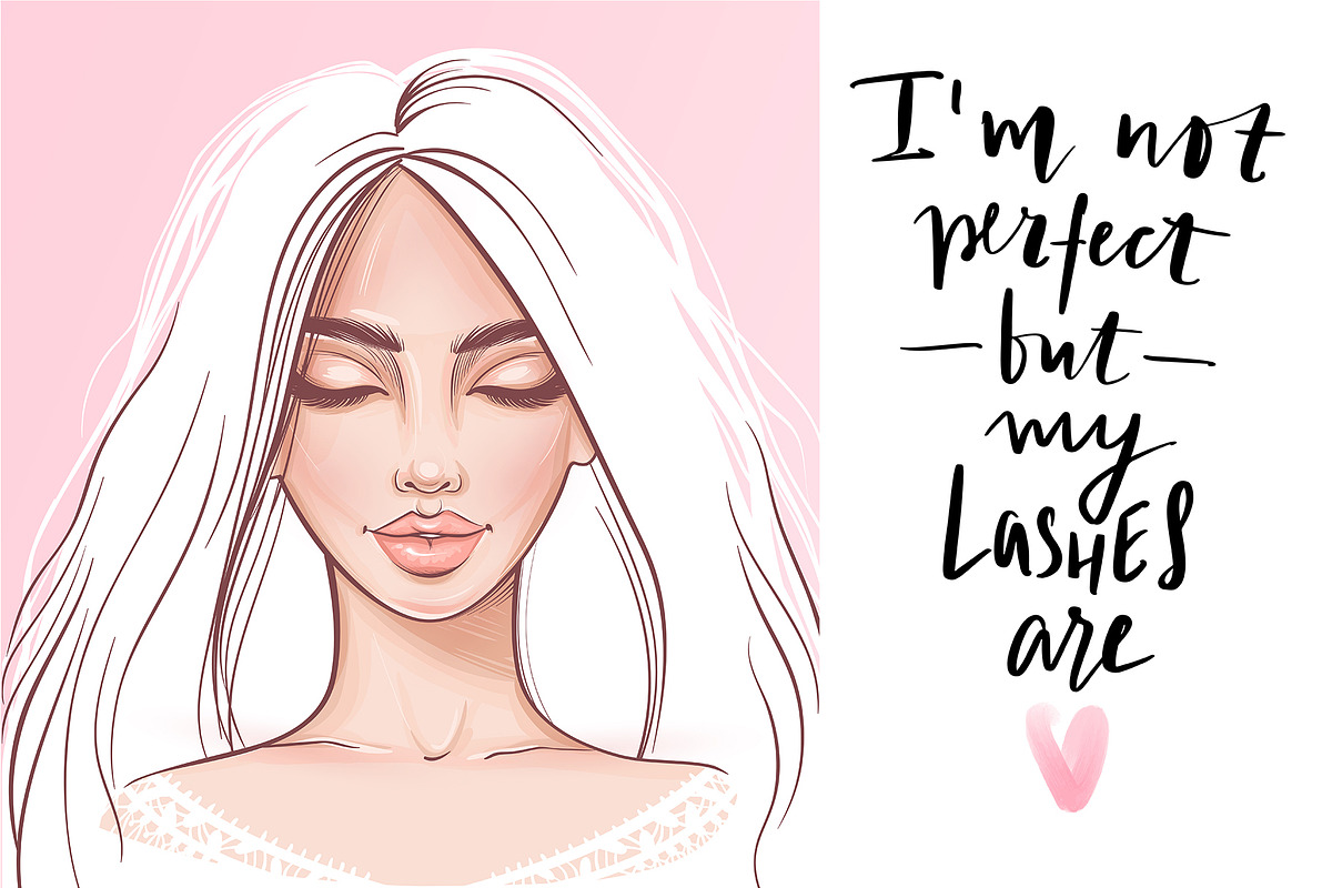 Quotes, Girls, MakeUp and lashes!, a Decorative Illustration by Yana Lesiuk (Photo 7 of 11)