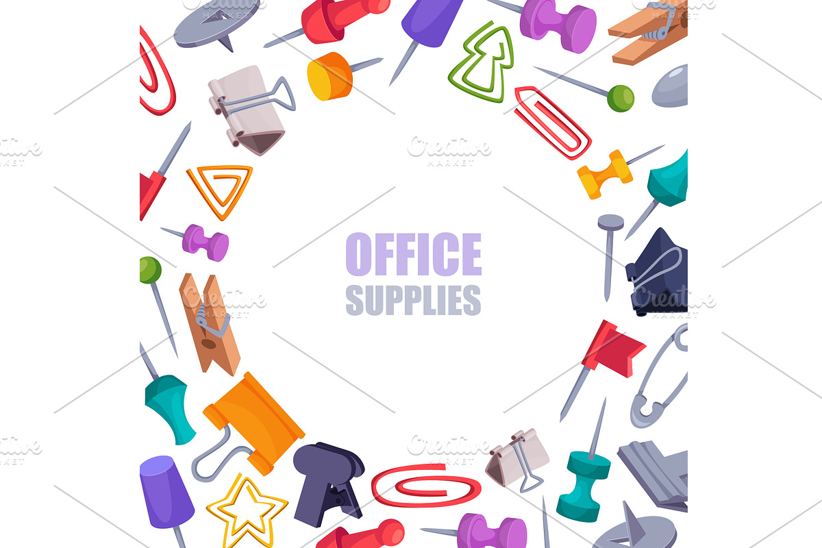 Office supplies. circle background, a Finance Illustration by Onyx
