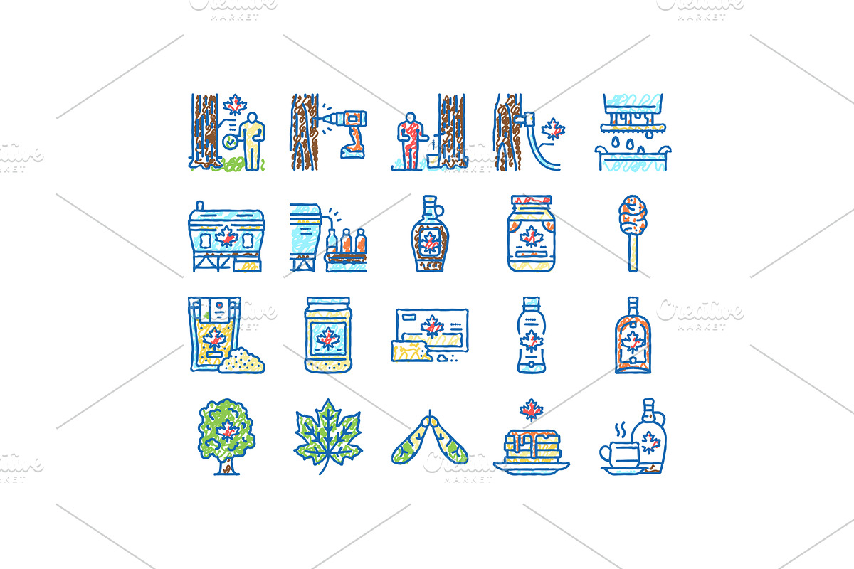 Maple Syrup Delicious Liquid Icons, an Object Illustration by pikepicture