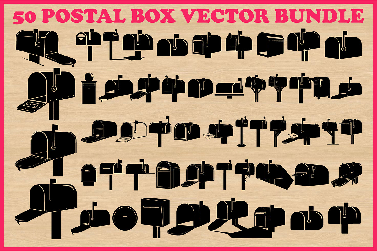 50 Mailbox Postal Box Vector Bundle, an Illustration by yasushie (Photo 1 of 4)
