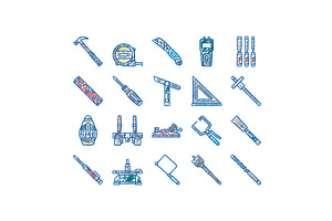 Carpenter Tool And Accessory Icons, an Object Illustration by pikepicture