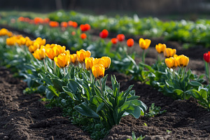 Vibrant yellow and red tulips bloom, a Nature Photo by MistyDay