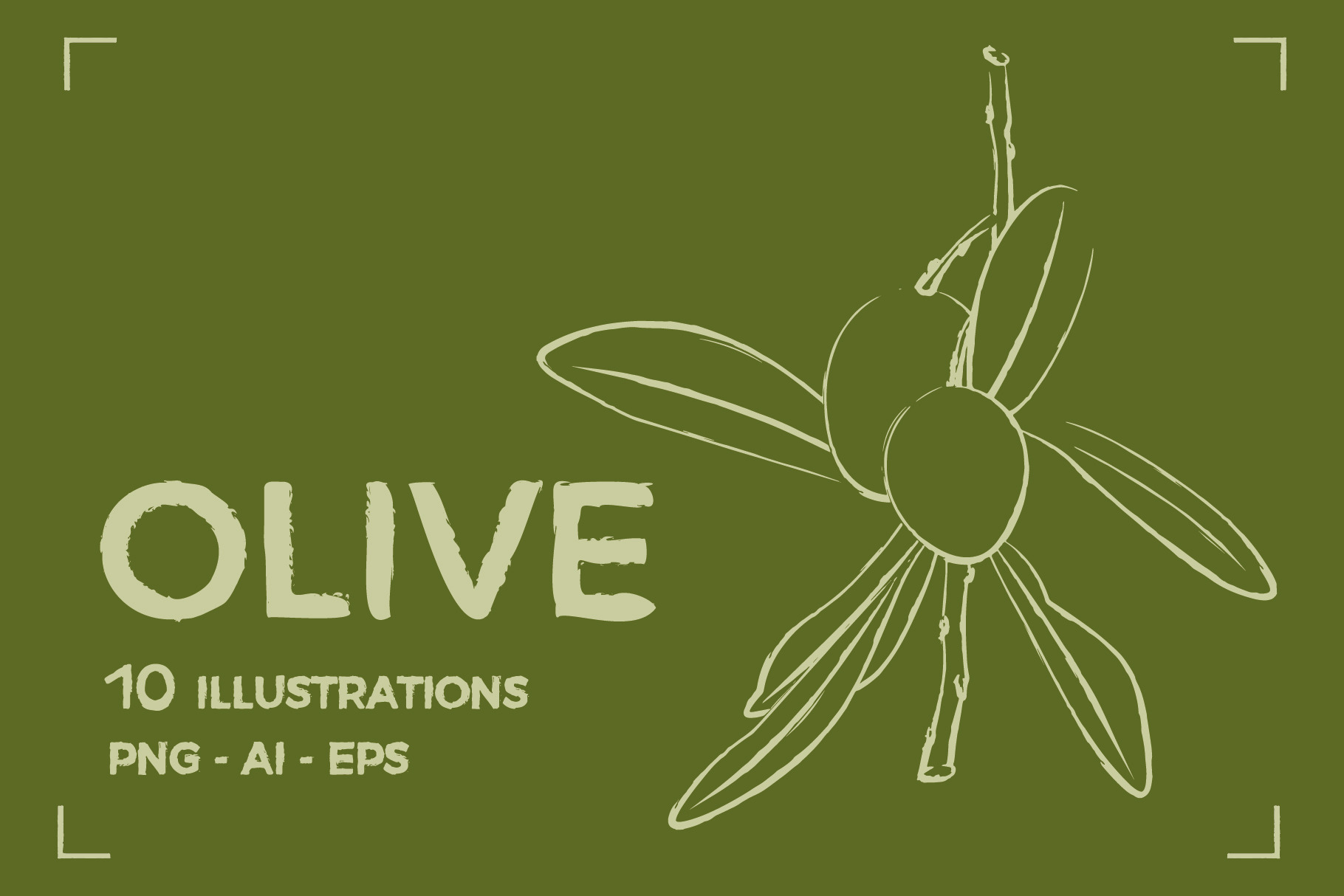 OLIVE LINE ART SET (10 elements), a Food Illustration by Bonfloret Studio