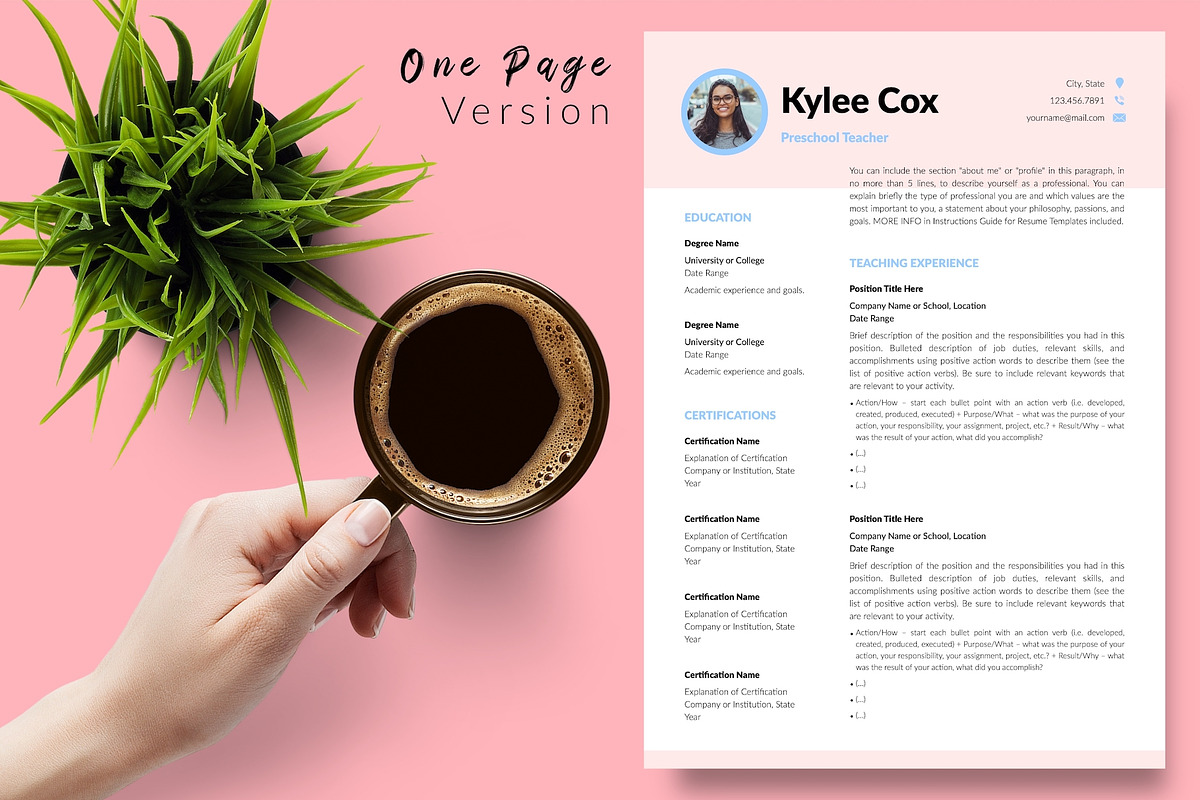 Teacher Resume Design / CV - Kylie, a Resume Template by Templates Design Co. (Photo 2 of 17)