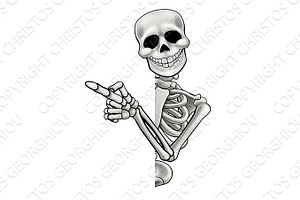 Pointing Cartoon Skeleton