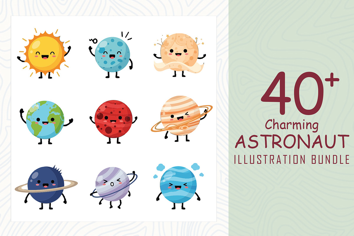 Cute astronaut illustrations bundle, an Object Graphic by Sofia's Fashion (Photo 1 of 3)