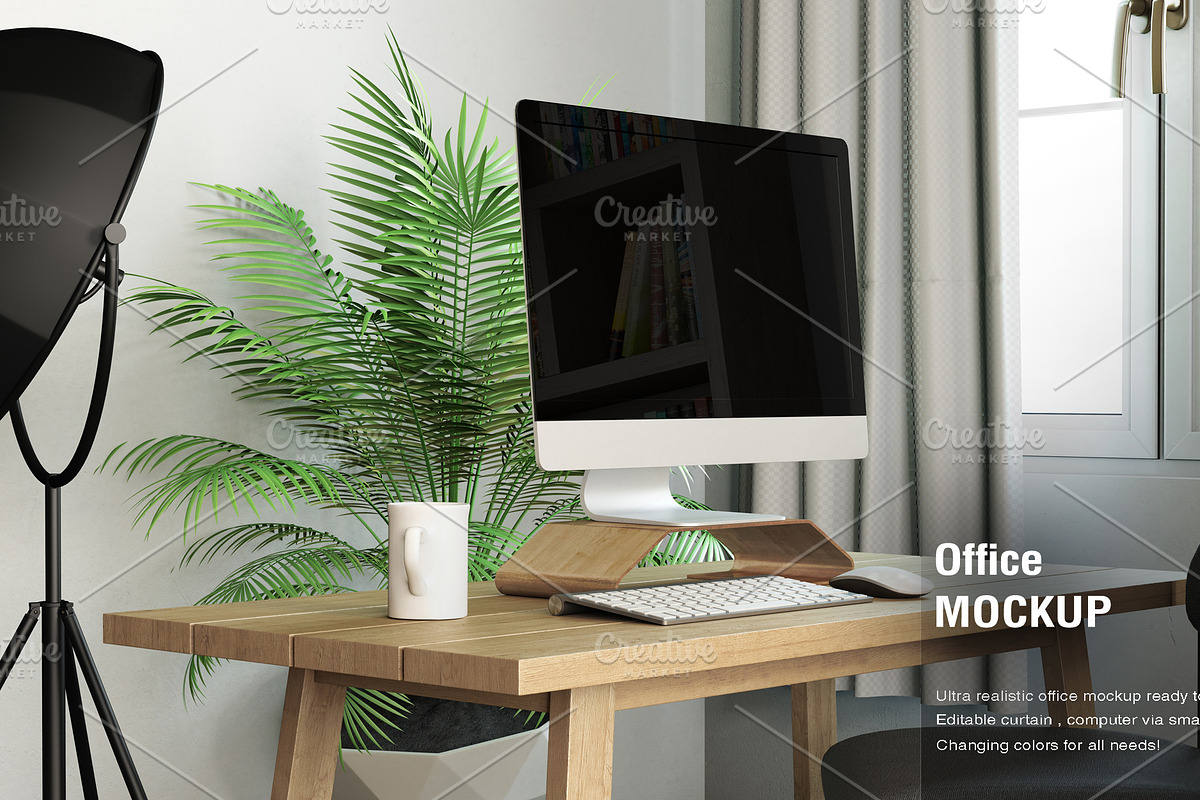 iMac Home Office Mockup, a Household Mockup by IsometricWorld (Photo 3 of 7)