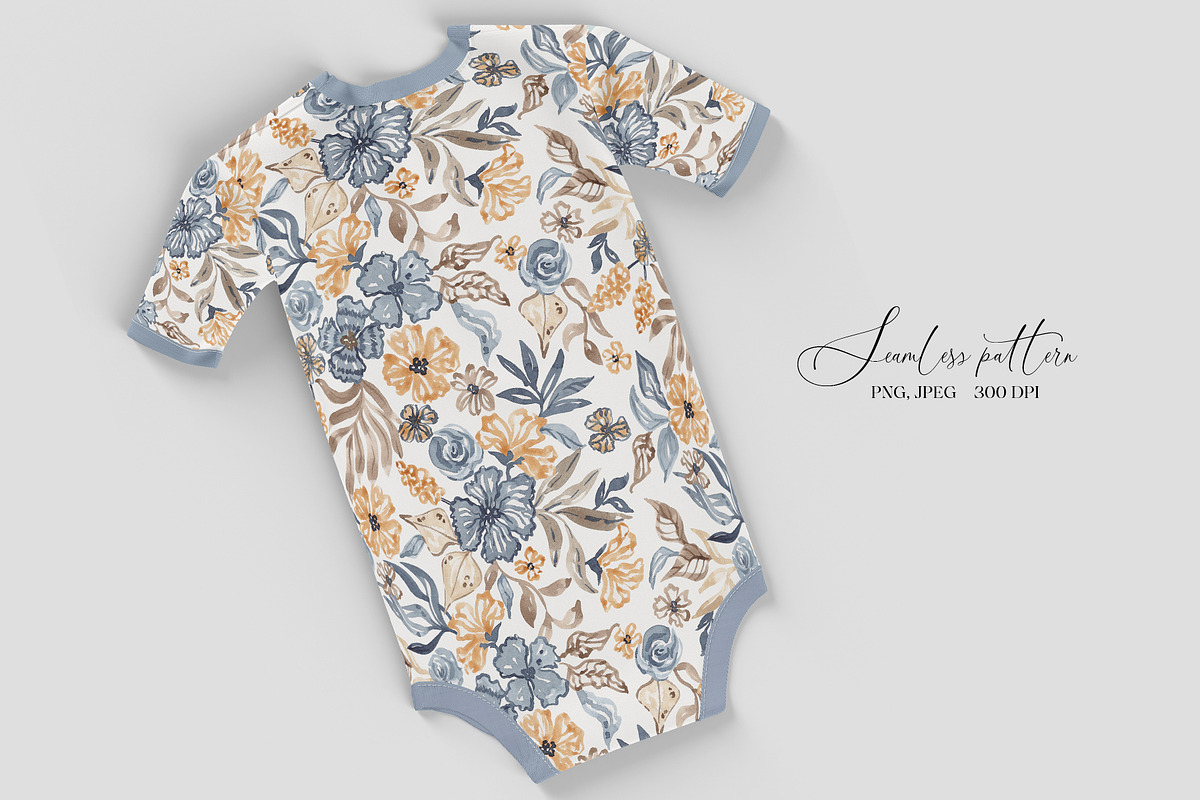 Watercolor Summer Garden Blooms, a Pattern Graphic by SirenaArt (Photo 10 of 13)