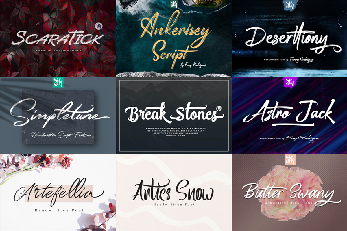 18 Font Bundles Vol 02, a Handwritten Font by FHFont (Photo 2 of 3)