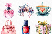 Watercolor Woman s Birthday Clipart, an Illustration by Craft Nest (Thumbnail 4 of 6)