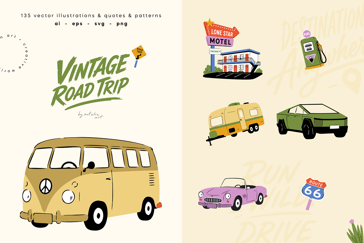 Vintage Road Trip Collection, an Object Graphic by Nutalin Art (Photo 1 of 10)