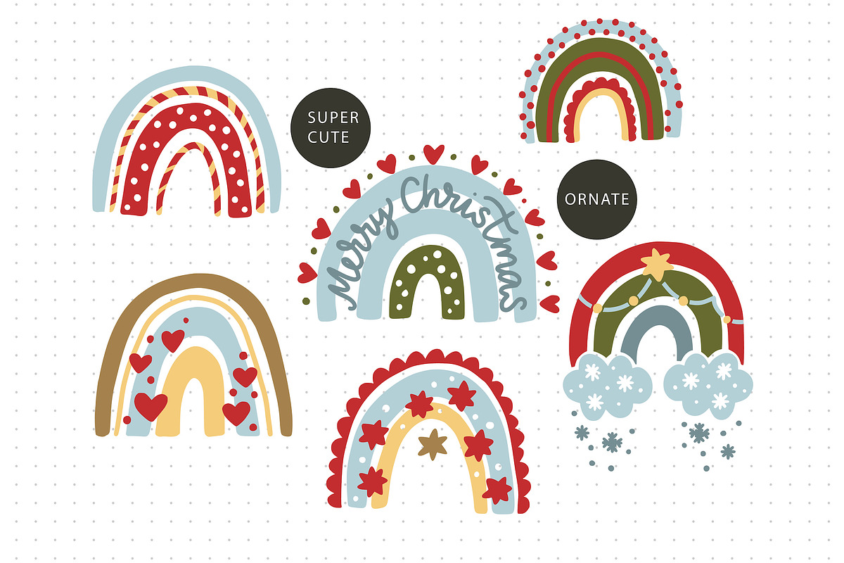 Christmas Rainbow Set. Eps, Svg, Png, an Illustration by ClipArtRoom (Photo 2 of 6)