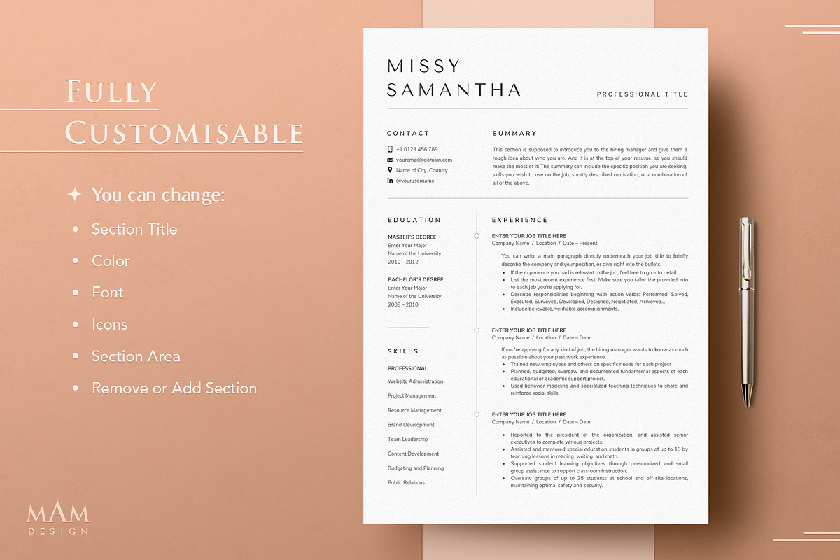 Minimalist Modern Resume Template, a Resume Template by MAM Design (Photo 6 of 10)