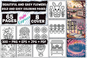 Beautiful and Flowers Coloring page, an Illustration by LightExpress