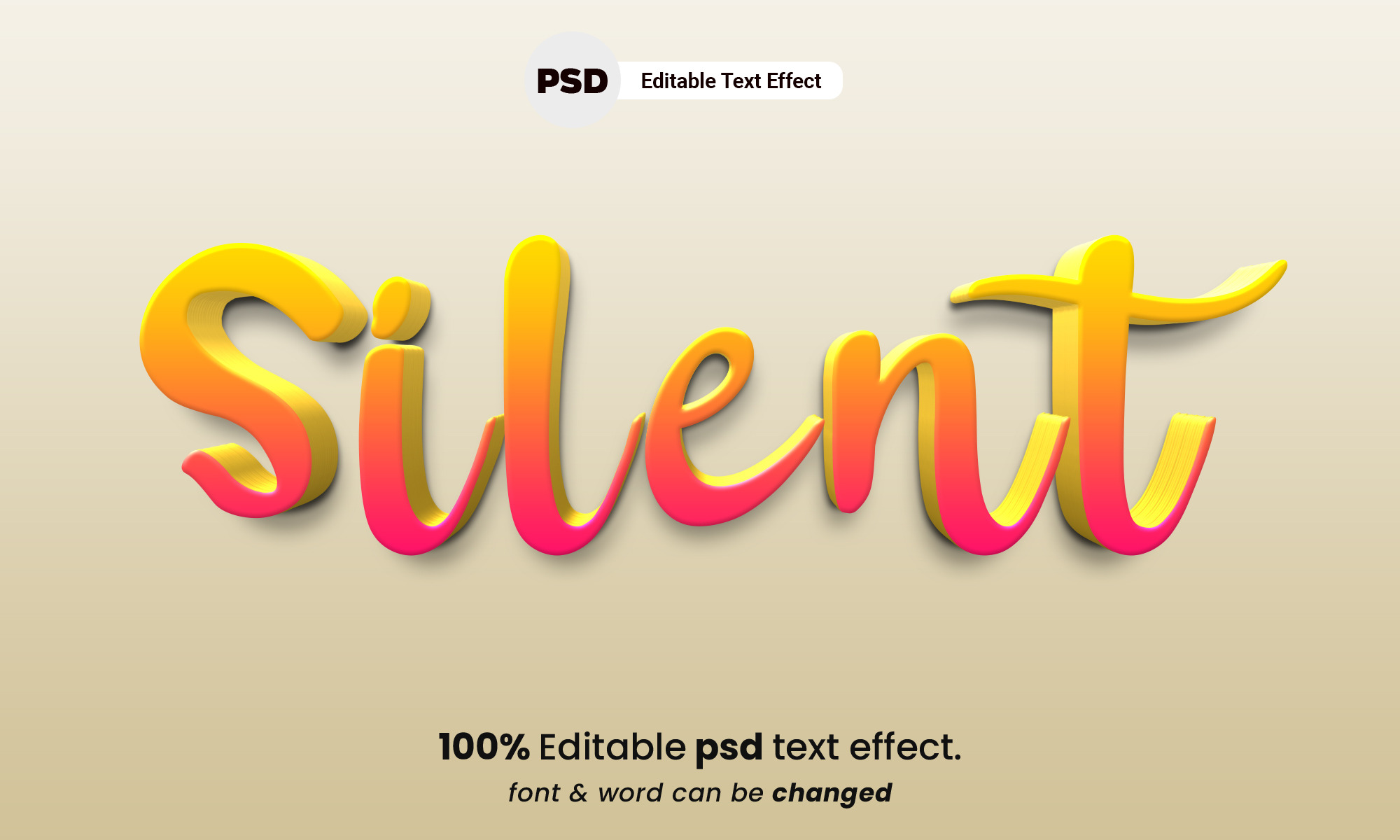 Silent 3D Text Effect | Creative Market Silent 3D Text Effect, a Brushes & More by Zamans