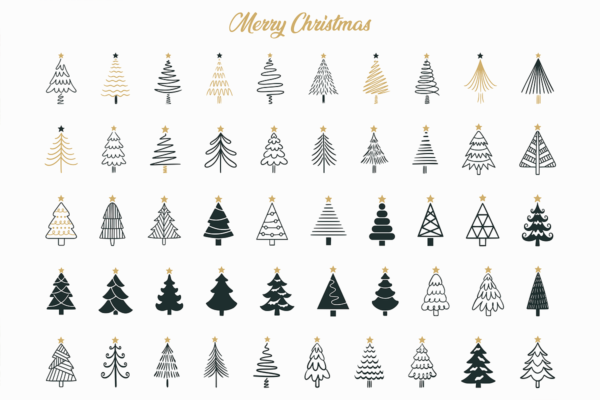 Whimsical Christmas Tree Doodle, a Seasonal Illustration by Kusumaillustration (Photo 2 of 14)