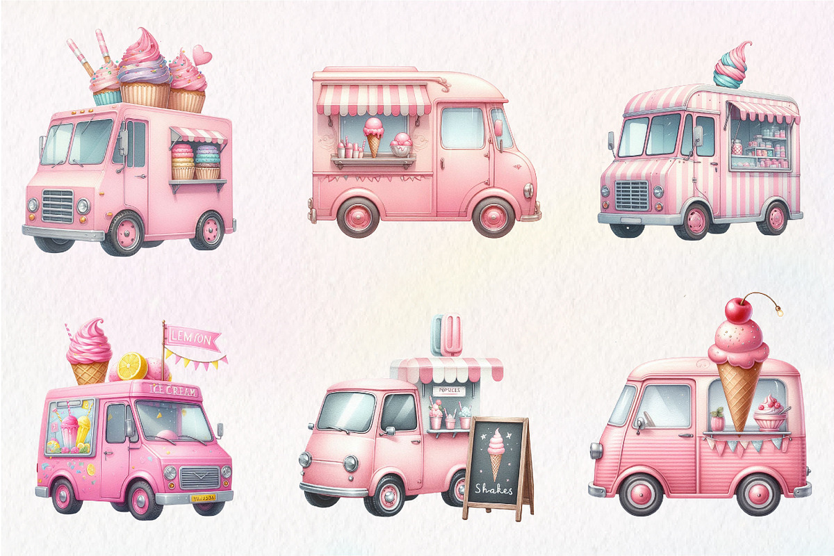 Summer Ice Cream Truck Clipart, an Illustration by CreationArt (Photo 6 of 9)