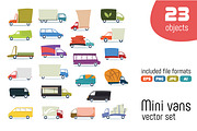 Mini vans vector set., an Object Graphic by Tamaretto (Thumbnail 1 of 3)
