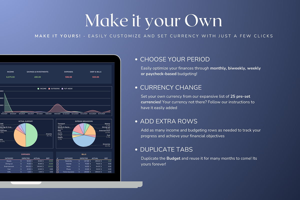 Simple Biweekly Budget - Darkmode, a Templates & Theme by The Creative Plans co (Photo 6 of 10)