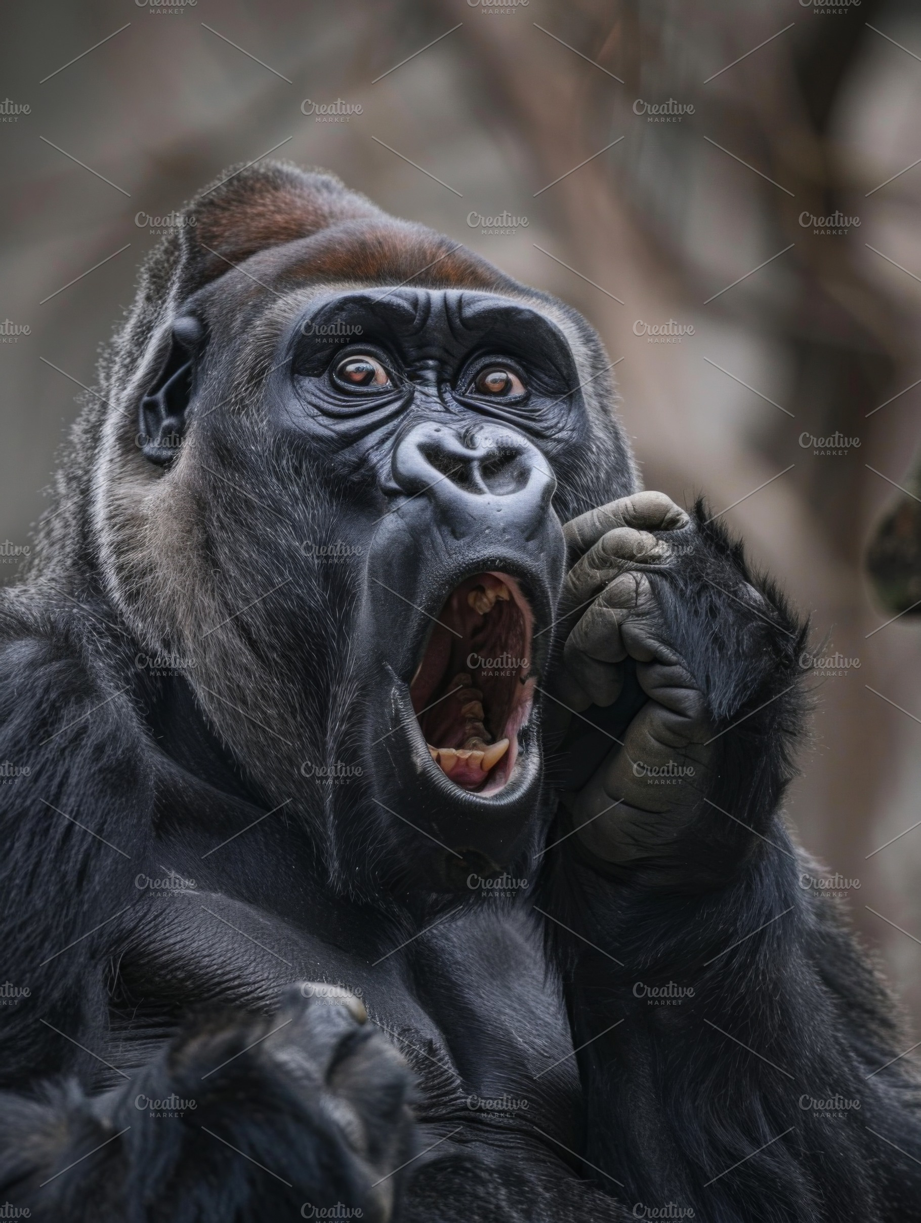 Very surprised gorilla, an Animal Photo by Handmadefont