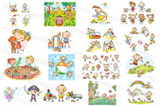 Doodle cartoon kids playing set, an Illustration by Bubert Art (Thumbnail 2 of 5)
