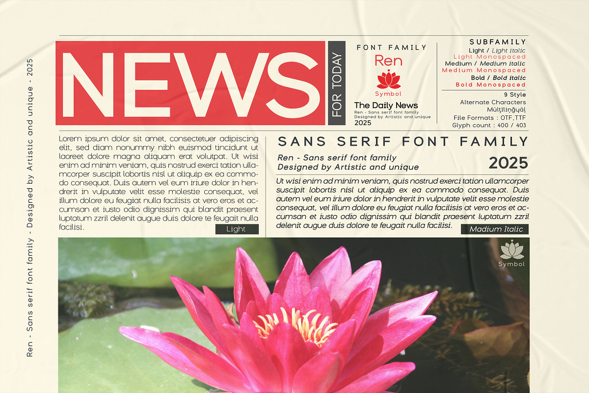 Ren - Sans serif font family, a Sans Serif Font by Artistic & Unique (Photo 9 of 15)