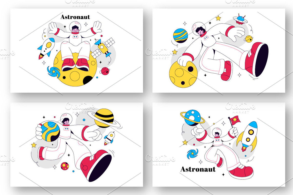 10 Astronaut Vector Illustration, a Person Illustration by denayunebgt (Photo 3 of 4)