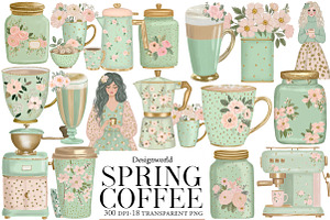 Spring Coffee Break Clipart, an Illustration by Designworld