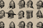 Medieval Helmet Engraving Collection, an Object Illustration by Kaizla03 (Thumbnail 5 of 5)