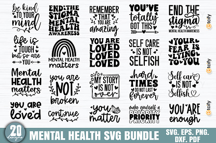 Mental Health Quotes SVG Bundle