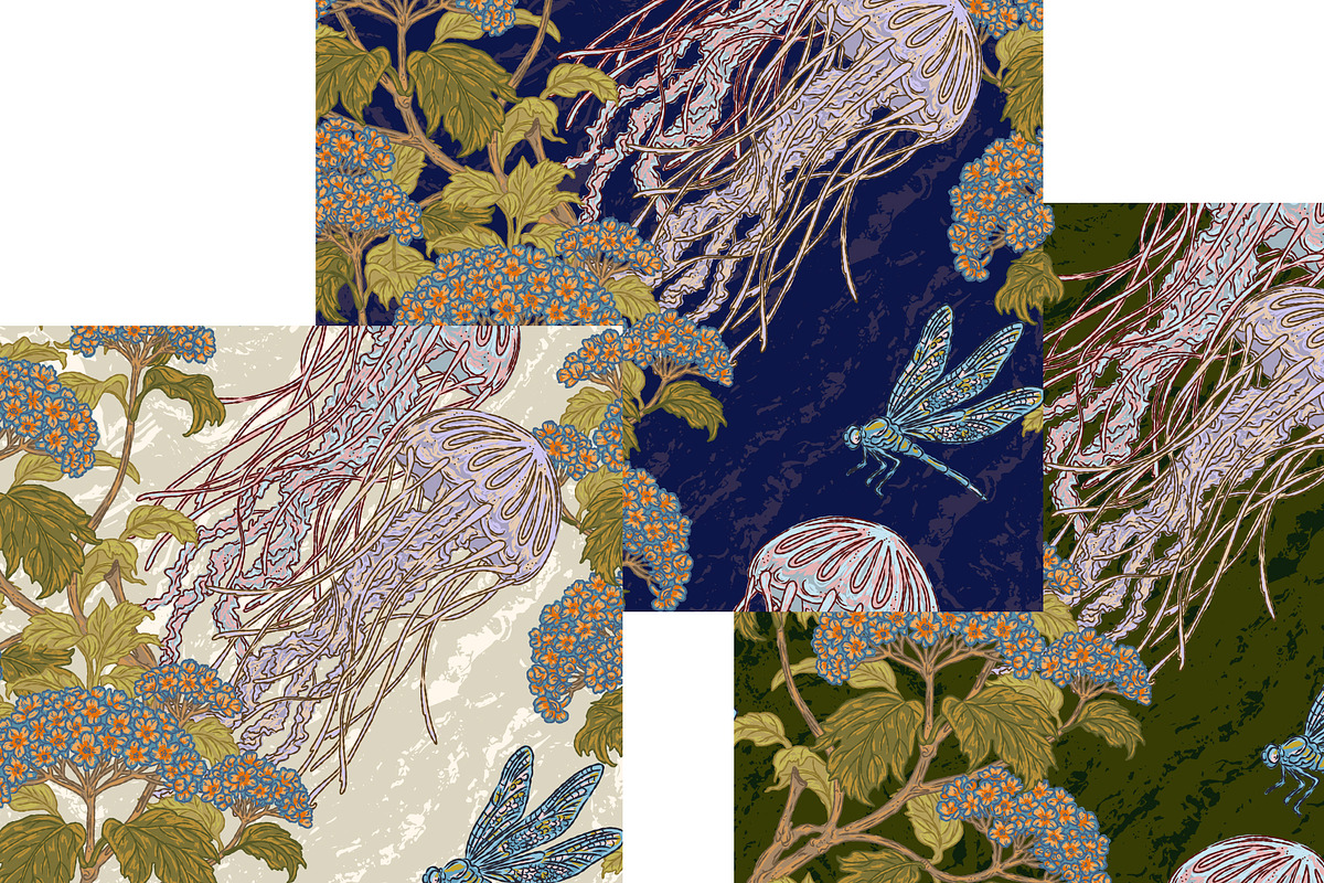 Jellyfish&Hydrangea Botanical Garden, a Pattern Graphic by NayaChu (Photo 8 of 9)