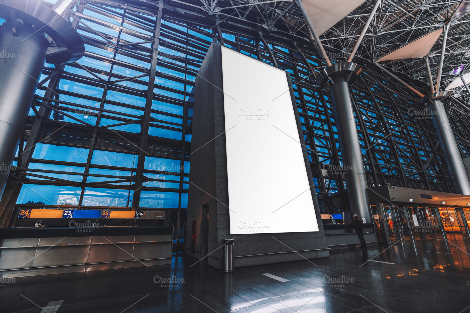 Billboard mockup in airport terminal, a Business Photo by SkyNext