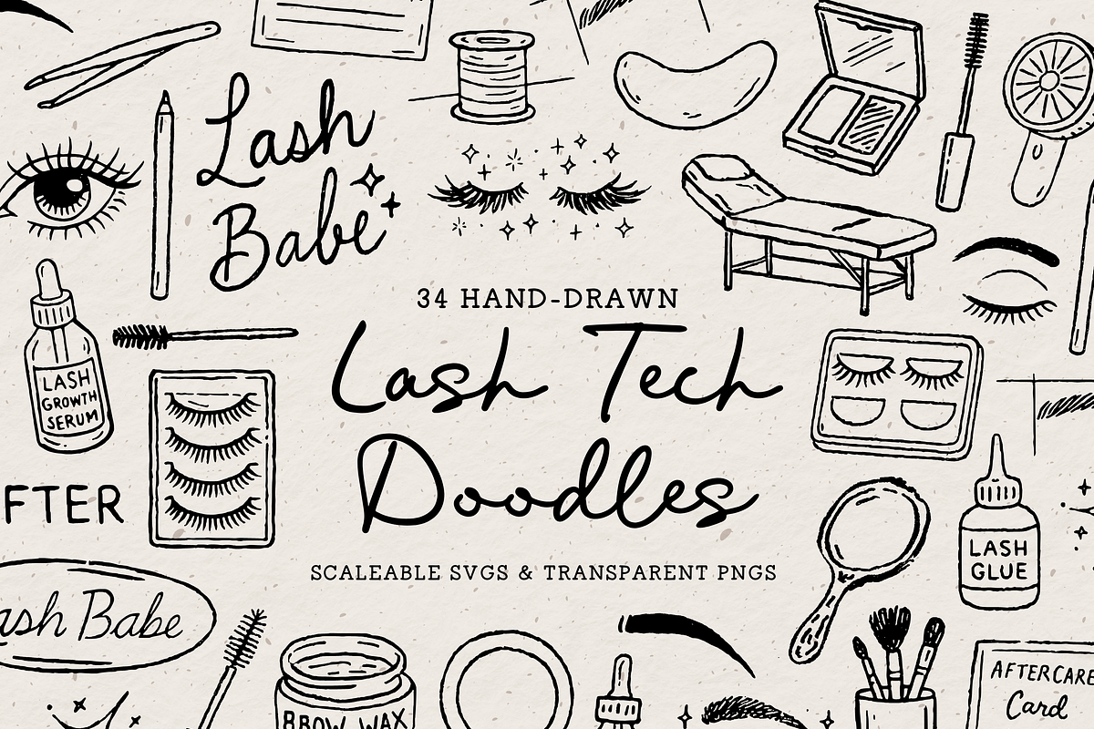 Lash Tech Clipart, Beauty Doodles, an Object Illustration by The October Creative (Photo 1 of 6)